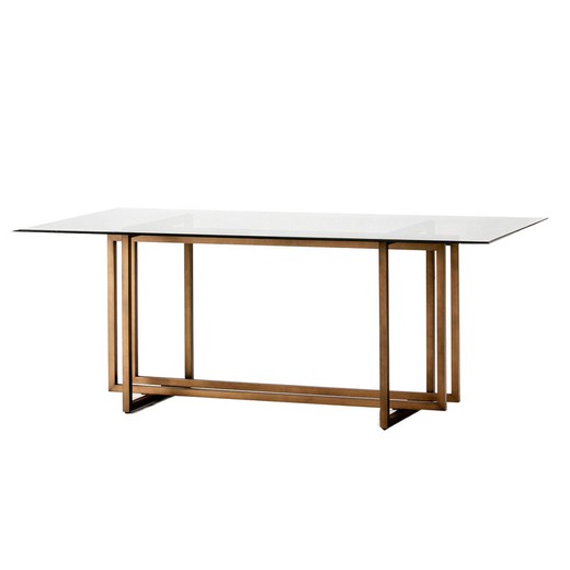 Transparent glass dining table, 190x100x75 cm