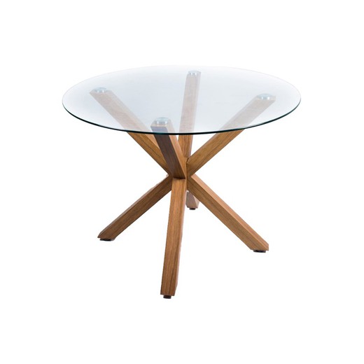 Table à manger en verre et bois ø100 x75 cm