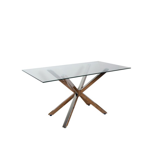 Mesa de comedor de cristal y metal cromado 150 x 80 x 75 cm