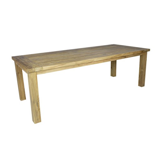 Table à manger d'extérieur en bois de teck recyclé naturel, 240 x 100 x 78 cm | Tamou