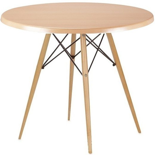 Spisebord af træ med metalstænger, Ø70 x 71 cm