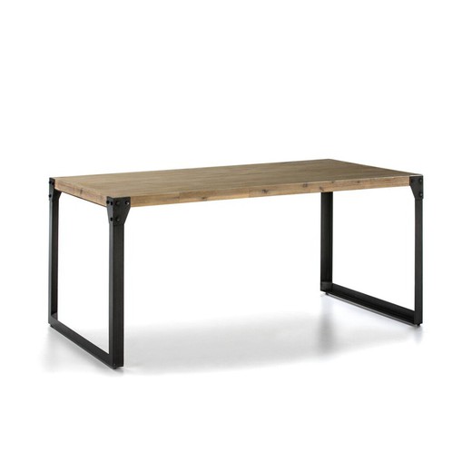 Tavolo da pranzo in legno di acacia. Gambe in ferro nero 160x90x75