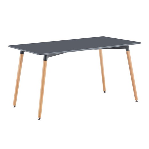 Tavolo da pranzo in legno grigio scuro e naturale, 140 x 80 x 74,5 cm | Nordika