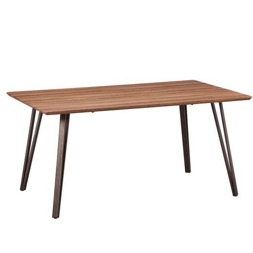 Table à manger en bois et structure en métal, 160 x 90 x 76 cm