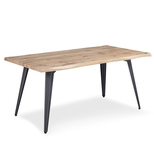 Table à manger en bois et structure en métal, 160 x 90 x 75 cm