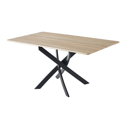 Wood and metal dining table in oak and black, 140 x 70 x 75 cm | Zen