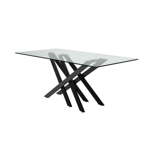 Stół do jadalni metalowo-szklany Taima, 180x90x75cm