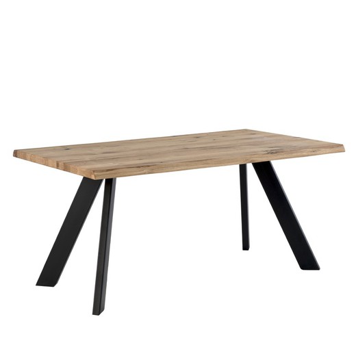 Mesa de comedor  en madera roble y patas metálicas , 220 x 100 x 74cm