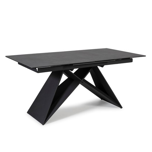 Extendable dining table with slate ceramic glass finish, 160-220 x 90 x 76 cm