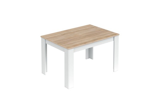 Extendable dining table finished in white and oak, 140/190 x 90 x 78 cm