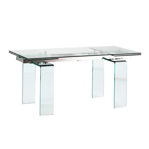 Mesa de comedor con cristal transparente extensible Metropolis - Xíkara