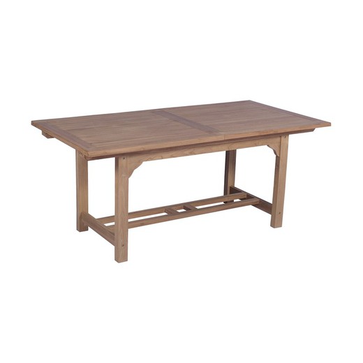 Extendable teak wood garden dining table in honey, 180 x 100 x 76 cm | Mati