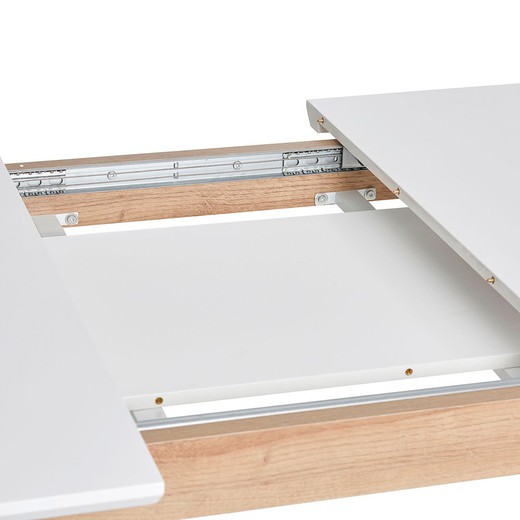 Mesa de comedor extensible de madera blanca, 150/190 x 90 x 76 cm — Qechic