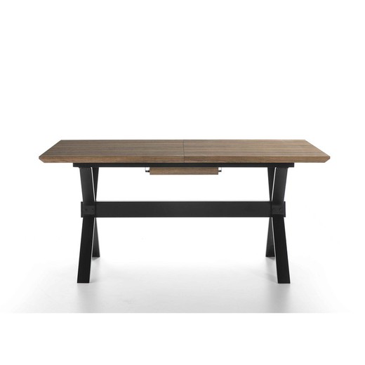 Mesa de comedor de madera y hierro extensible — Qechic