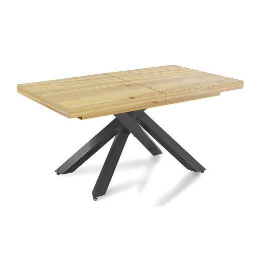 Extendable dining table made of cedar wood and metal in natural, 160 - 200 - 240 x 90 x 76 cm | Xena