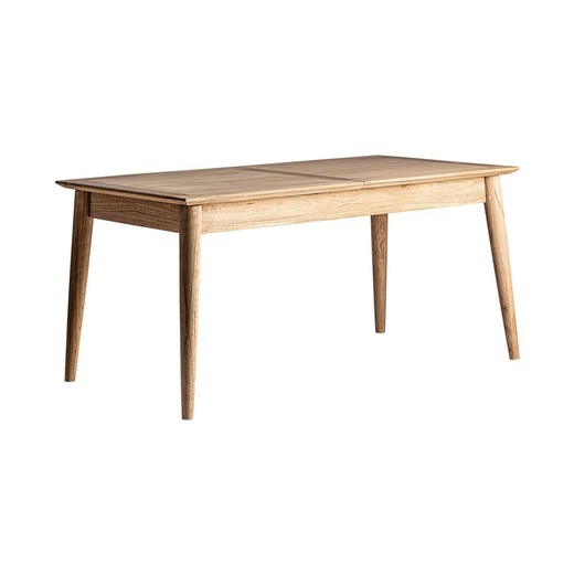 Mesa de jantar extensível em madeira mindi na cor natural, 160 x 80 x 76 cm | Nyry