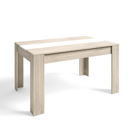 Επεκτάσιμη ξύλινη τραπεζαρία σε φυσικό και λευκό, 160/220 x 90,4 x 76,1 cm | Σαχάρα