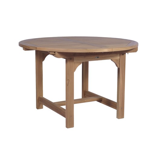 Mesa de comedor extensible para exterior de madera de teca en miel, 120 x 120 x 76,2 cm | Naga
