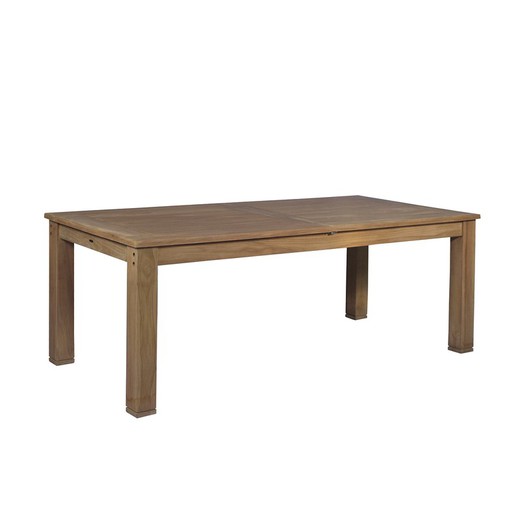 Extendable garden dining table in natural teak wood, 210 x 100 x 78.5 cm | Candon