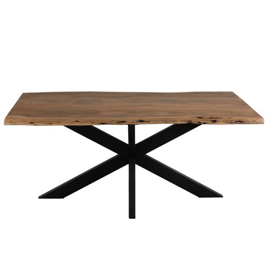 Irregular Dining Table Top Table Star Leg Metal / Wood Black / Natural ...