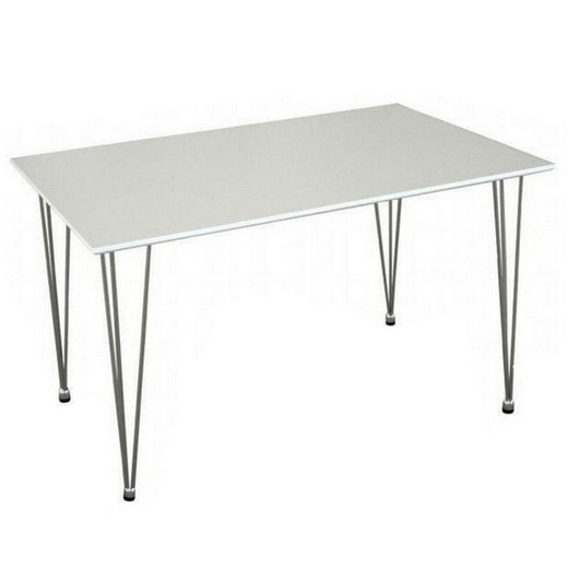 Table à manger laquée blanche et structure chromée, 120 x 75 x 73 cm