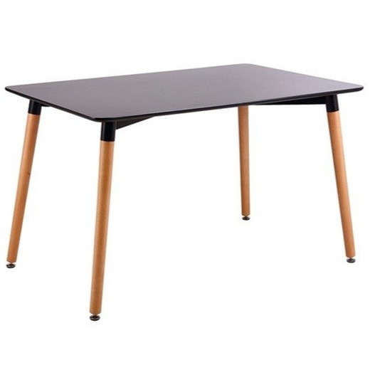 Stół do jadalni lakierowany na czarno i rama z litego drewna bukowego, 120 x 80 x 73 cm