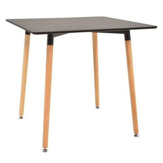 Mesa de Comedor Madera de Haya Negra 80x80x73 cm