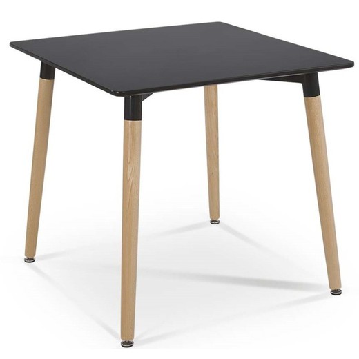 Black lacquered dining table and solid beech wood frame, 80 x 80 x 73 cm