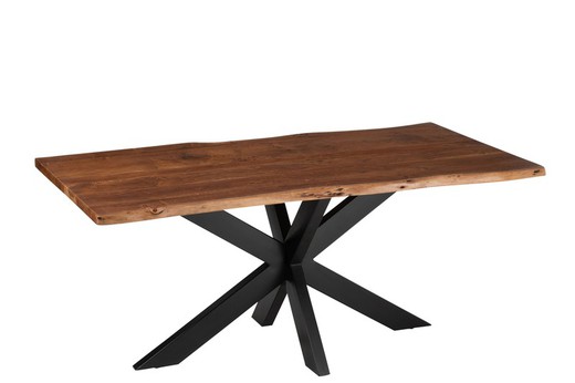 M GERARD Stół do jadalni z akacji i brązowego metalu, 180x90x76 cm