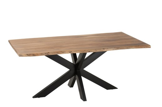 M GERARD Stół do jadalni z akacji i naturalnego metalu, 180x90x76 cm