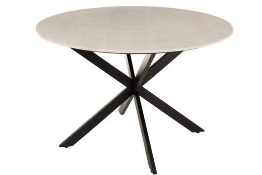 MARC White/Black Marble and Iron Dining Table, Ø120x78 cm