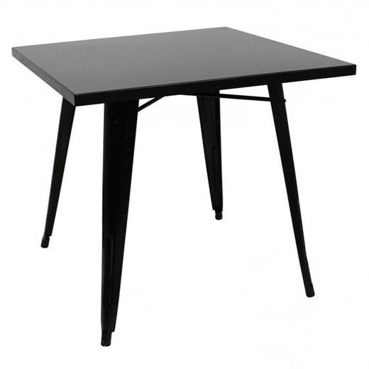 Mesa de jantar de aço preto, 80 x 80 x 76 cm