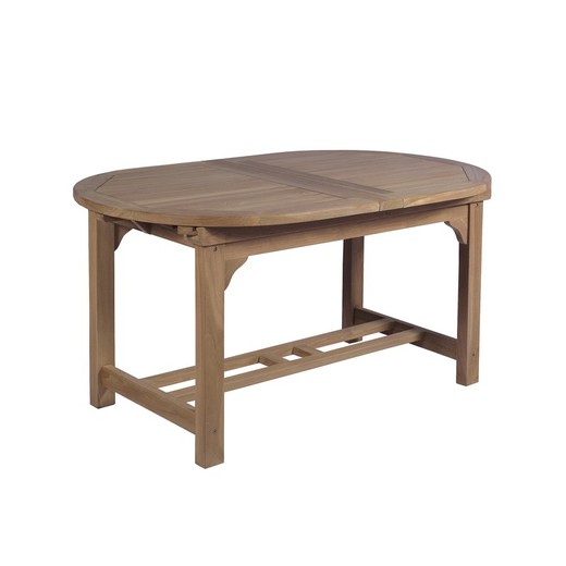 Table de salle à manger ovale extensible d'extérieur en bois de teck, miel, 150 x 90 x 76,2 cm | Naga