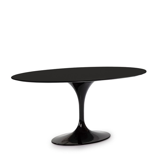 Mesa de jantar oval em madeira preta, 170 x 110 x 75 cm