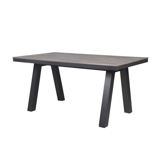 Grijze aluminium tuineettafel, 160 x 90 x 77 cm | Zeezijde