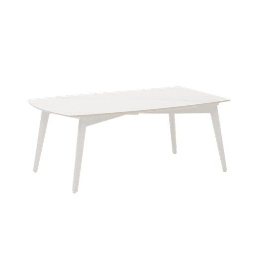 Mesa de comedor para jardín de aluminio y porcelánico en blanco, 180 x 90 x 75 cm | Nelayan