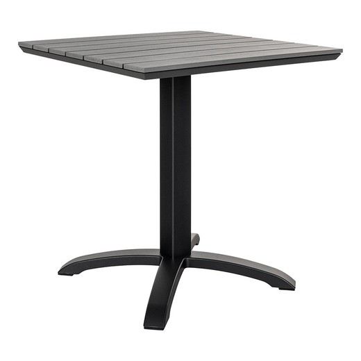 Mesa de comedor para jardín de polietileno y aluminio en negro, 70 x 70 x 72 cm | Chicago