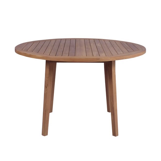 Round outdoor dining table in natural teak wood, 120 x 120 x 76 cm | Candon