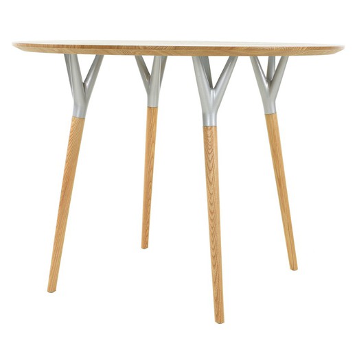 Okrągły stół jadalny. Drewno bukowe i metal (100 x 75 cm) | Seria Crijuan