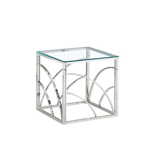 Mesa de vidro e aço 55 x 55 x 55 cm