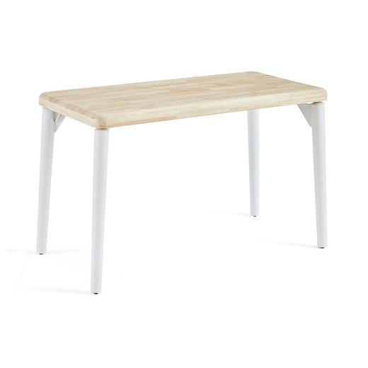 Eikenhouten en metalen tafel in naturel en wit, 120 x 60 x 76 cm | Maan