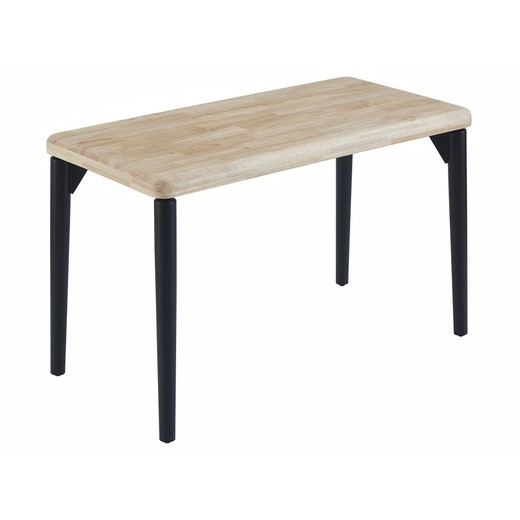 Oak wood and metal table in natural and black, 120 x 60 x 76 cm | Moon