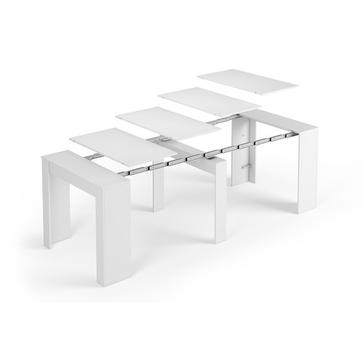 Tavolo consolle allungabile 5 posizioni in colore bianco, 90 x 51/237 x 78 cm