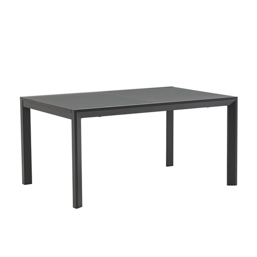 Ausziehbarer Tisch aus Aluminium und Glas in Anthrazit, 150-225 x 100 x 75 cm | Orick