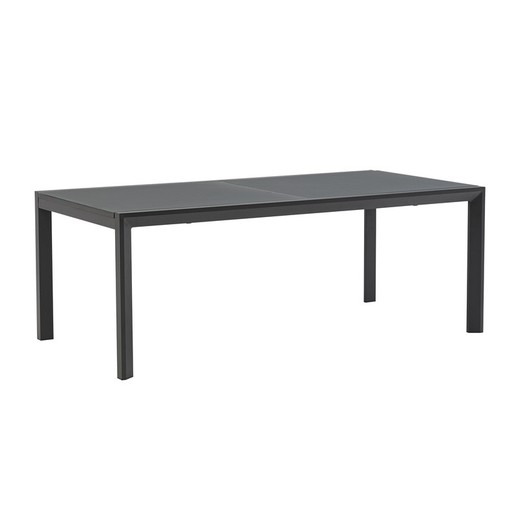 Table extensible en aluminium et verre anthracite, 200-300 x 100 x 75 cm | Orick