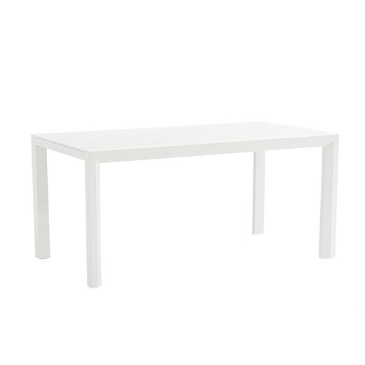 Mesa de comedor de exterior rectangular de aluminio en blanco, 160 x 90,8 x 75,5 cm | Byron