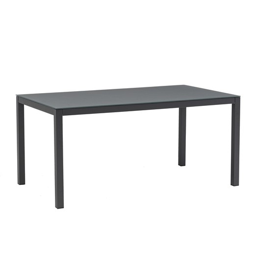 Rectangular aluminum and glass table in anthracite, 160 x 90 x 74 cm | Adin