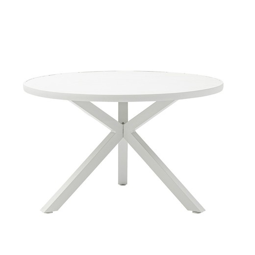 Mesa de comedor de exterior redonda de aluminio en blanco, 120 x 120 x 75 cm | Yowah