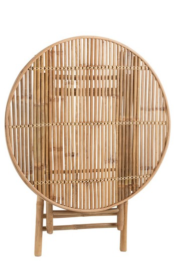 Mesa redonda plegable de jardín de bambú natural, Ø90x76 cm — Qechic