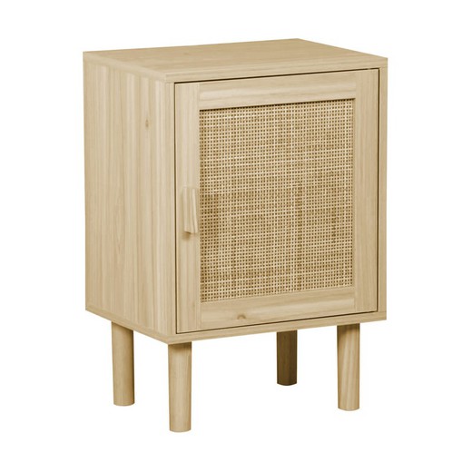 Melamine and rattan side table in natural, 40 x 30 x 58 cm | Decor